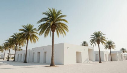  Zen Oasis Wide Angle, Minimalist View of Palm Trees and Sal Island Buildings