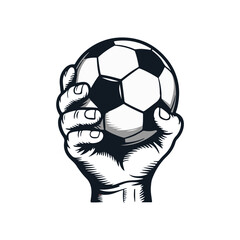 Fototapeta premium A hand holding a soccer ball, a powerful symbol of the sport.