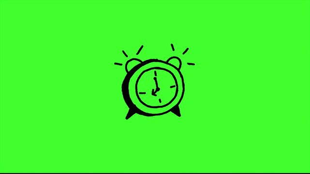 4K motion graphic animation of desk clock icon. Frame by frame animation of desk clock icon on chroma key green screen background.