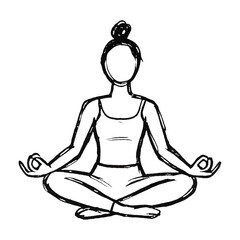 PNG Minimalist yoga meditation illustration.