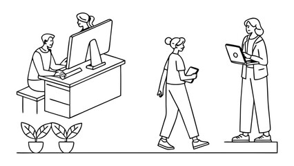 Professional Team Collaboration in a Modern Office Workspace with Technology