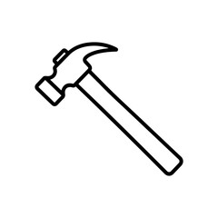 The hammer head and handle are clearly depicted in a minimalist, outline-style illustration. This type of icon or symbol is commonly used to represent tools, construction, or repair-related concepts
