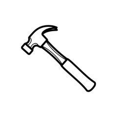 The hammer head and handle are clearly depicted in a minimalist, outline-style illustration. This type of icon or symbol is commonly used to represent tools, construction, or repair-related concepts