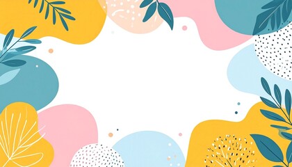 Fototapeta premium Abstract botanical shapes with white space background