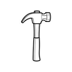 The hammer head and handle are clearly depicted in a minimalist, outline-style illustration. This type of icon or symbol is commonly used to represent tools, construction, or repair-related concepts i