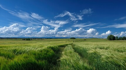 Obraz premium Serene Summer Day in the Fields of Green