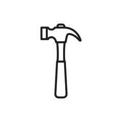 The hammer head and handle are clearly depicted in a minimalist, outline-style illustration. This type of icon or symbol is commonly used to represent tools, construction, or repair-related concepts i