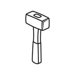 The hammer head and handle are clearly depicted in a minimalist, outline-style illustration. This type of icon or symbol is commonly used to represent tools, construction, or repair-related concepts i