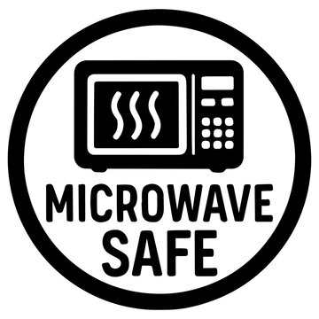Microwavable safe icon with transparent background in black and white style

