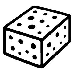 Feta cheese icon with transparent background in black and white style
