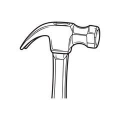 The hammer head and handle are clearly depicted in a minimalist, outline-style illustration. This type of icon or symbol is commonly used to represent tools, construction, or repair-related concepts i