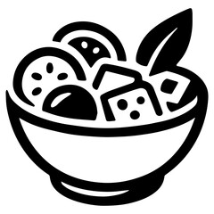 Tzatziki bowl icon with transparent background in black and white style
