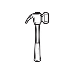 The hammer head and handle are clearly depicted in a minimalist, outline-style illustration. This type of icon or symbol is commonly used to represent tools, construction, or repair-related concepts i