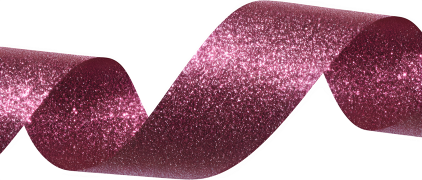 Glitter Pink Ribbon Decoration on Transparent Background, celebration decoration card png