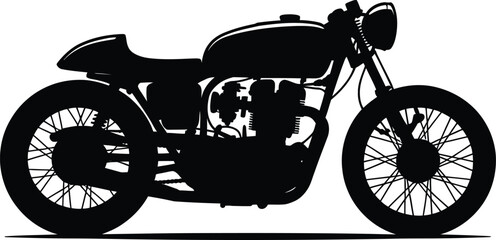 Classic cafe racer motorcycle silhouette design