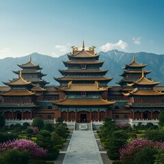 A large and magnificent ancient oriental palace