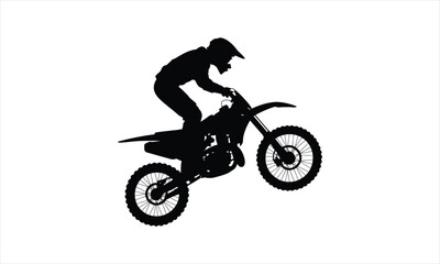 Motocross rider action silhouette