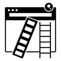 Vector art of web design concept with ladders symbolizing progress and growth