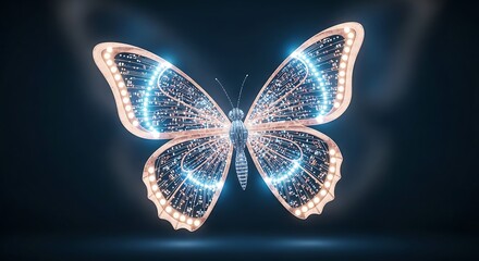 Illuminated butterfly design with glowing details.