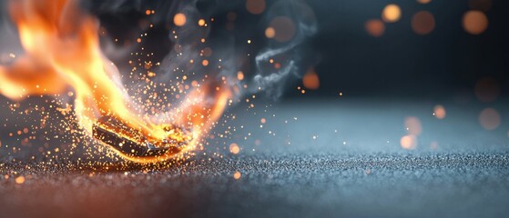 Vibrant digital of a futuristic, glowing processor core with dynamic, abstract flames bursting out from the inner workings.