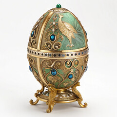A golden, isolated ornament, reminiscent of both a Christmas ball and a decorative Easter egg, perfect for holiday celebration