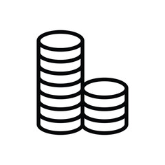 Stacked coins form two piles one larger than the other