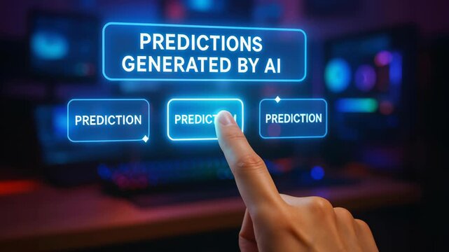 Artificial intelligence automatic prediction technology with finger pointing on digital screen enabling task selection in futuristic environment