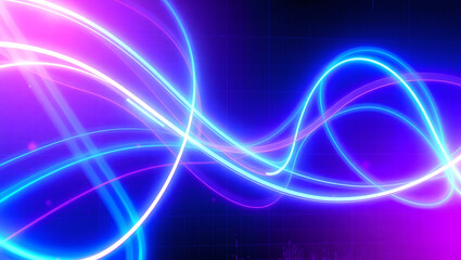 Abstract Neon Light Streaks Vibrant Curves in Futuristic Electric Blue and Pink Hues