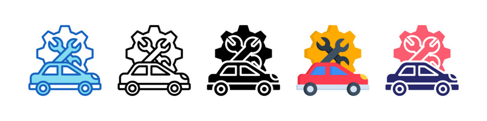 Car Service Multiple Style Icon Set Collection.  