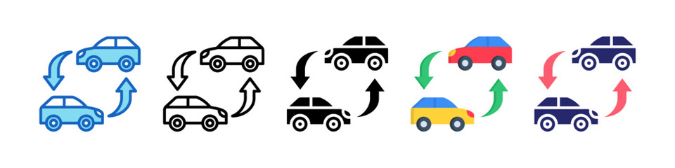 Car Exchange Multiple Style Icon Set Collection.  