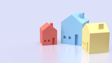 The House multi color for real estate or property concept 3d Rendering.