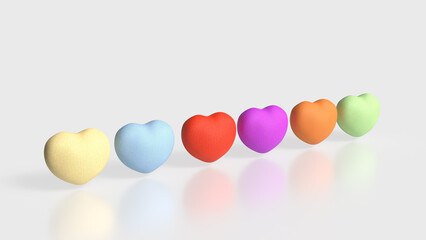 The Multi Color Heart for Health or Love concept 3d Rendering