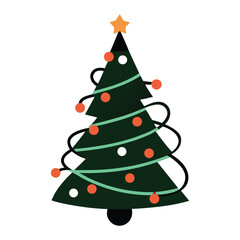 decorative silhouette of a Christmas tree wrapped.