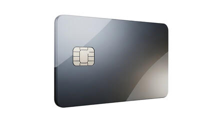 Secure Payment Method Silver Credit Card with Chip Technology for Modern Finance and Banking Innovation isolated on black background