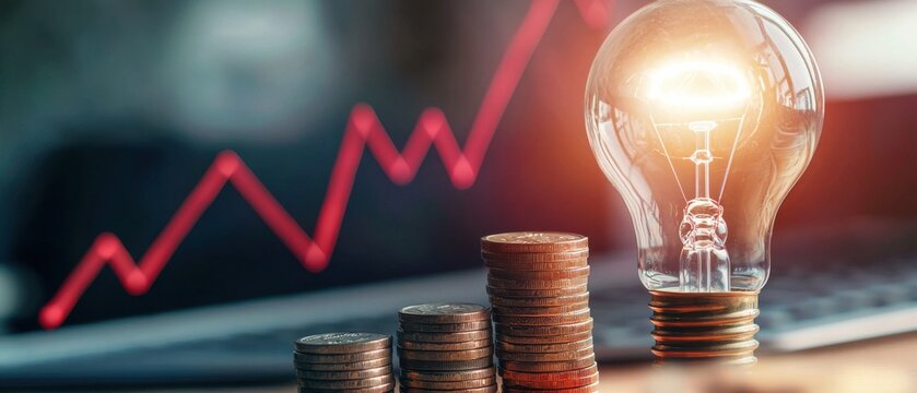 A data visualization depicting the rising costs of electricity and the impact of inflation on household and business energy expenses.
