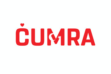 I Love CUMRA, Typographic Design of I Love CUMRA on a white background, Flag Typography of CUMRA with heart, Vector design of I Love Turkey