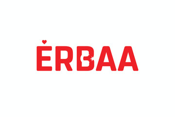I Love ERBAA, Typographic Design of I Love ERBAA on a white background, Flag Typography of ERBAA with heart, Vector design of I Love Turkey