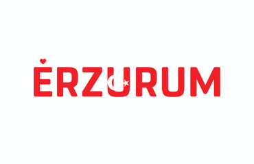 I Love ERZURUM, Typographic Design of I Love ERZURUM on a white background, Flag Typography of ERZURUM with heart, Vector design of I Love Turkey