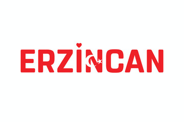 I Love ERZINCAN, Typographic Design of I Love ERZINCAN on a white background, Flag Typography of ERZINCAN with heart, Vector design of I Love Turkey