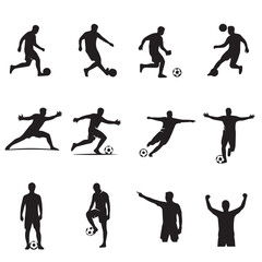 Obraz premium Dynamic soccer player silhouettes in action, perfect for sports branding and design