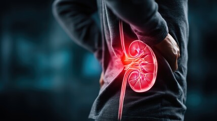 Person Experiencing Kidney Pain Back Pain Medical Illustration