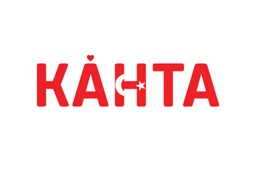 I Love KAHTA, Typographic Design of I Love KAHTA on a white background, Flag Typography of KAHTA with heart, Vector design of I Love Turkey