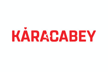 I Love KARACABEY, Typographic Design of I Love KARACABEY on a white background, Flag Typography of KARACABEY with heart, Vector design of I Love Turkey
