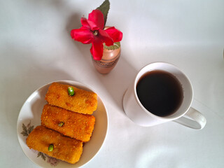Risoles, or risol, is a pastry filled with eggs and vegetables wrapped in an omelette, and fried after being coated with breadcrumbs and beaten chicken eggs.