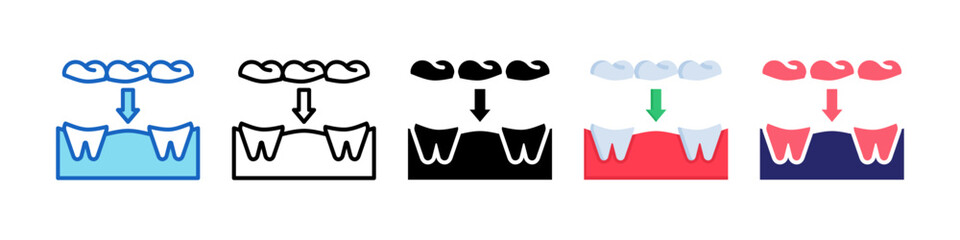 Dental Bridge Multiple Style Icon Set Collection.  