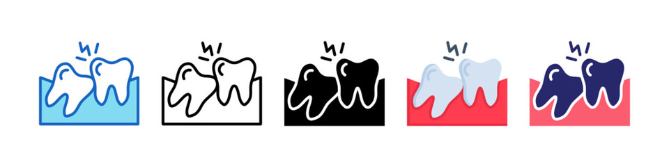 Wisdom Tooth Multiple Style Icon Set Collection.  