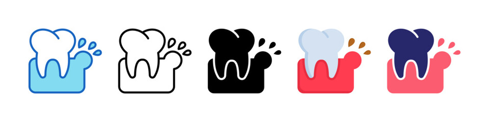 Fototapeta premium Gingivitis Multiple Style Icon Set Collection. 