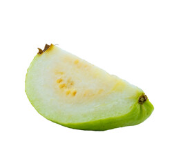 High Quality PNG Picture of guava slice on white background, close-up