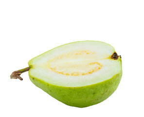 High Quality PNG Picture of half guava fruit isolated on white background.