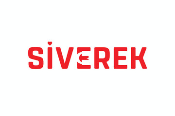 I Love SIVEREK, Typographic Design of I Love SIVEREK on a white background, Flag Typography of SIVEREK with heart, Vector design of I Love Turkey